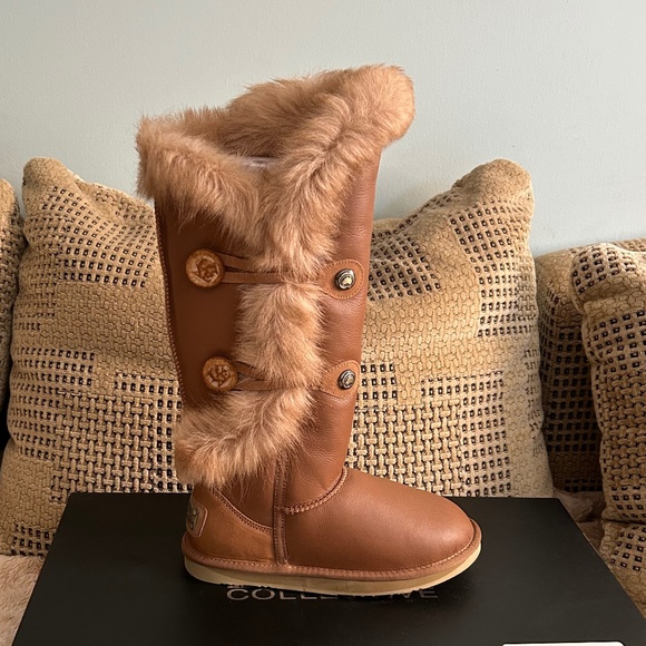 New Australia luxe collective tall leather sheepskin chestnut boots 8